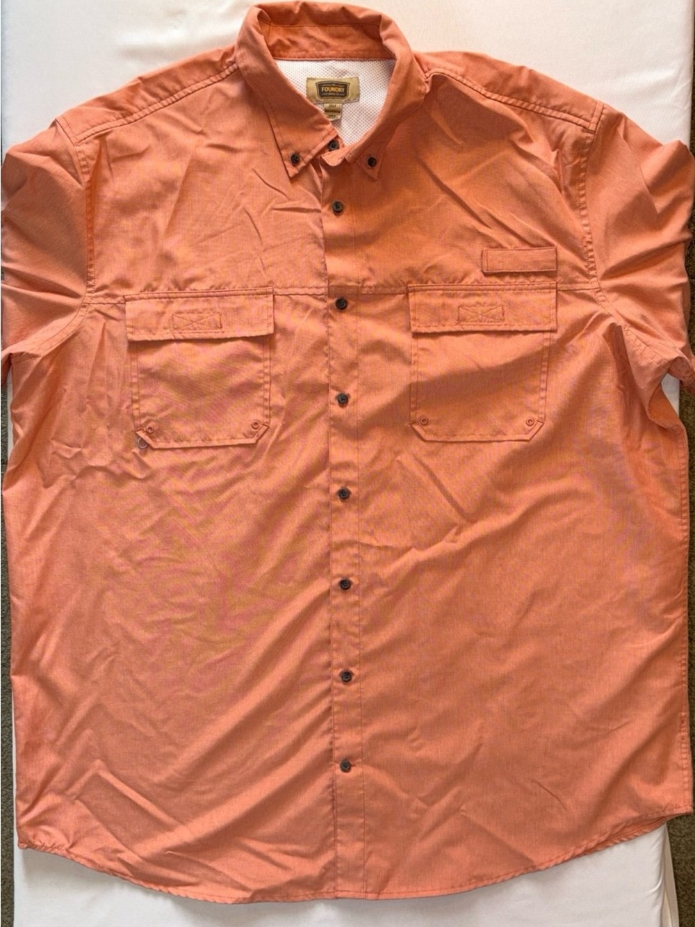The Foundry Supply Co. Men's Coral-Orange Short Sleeve Button-Down Shirt